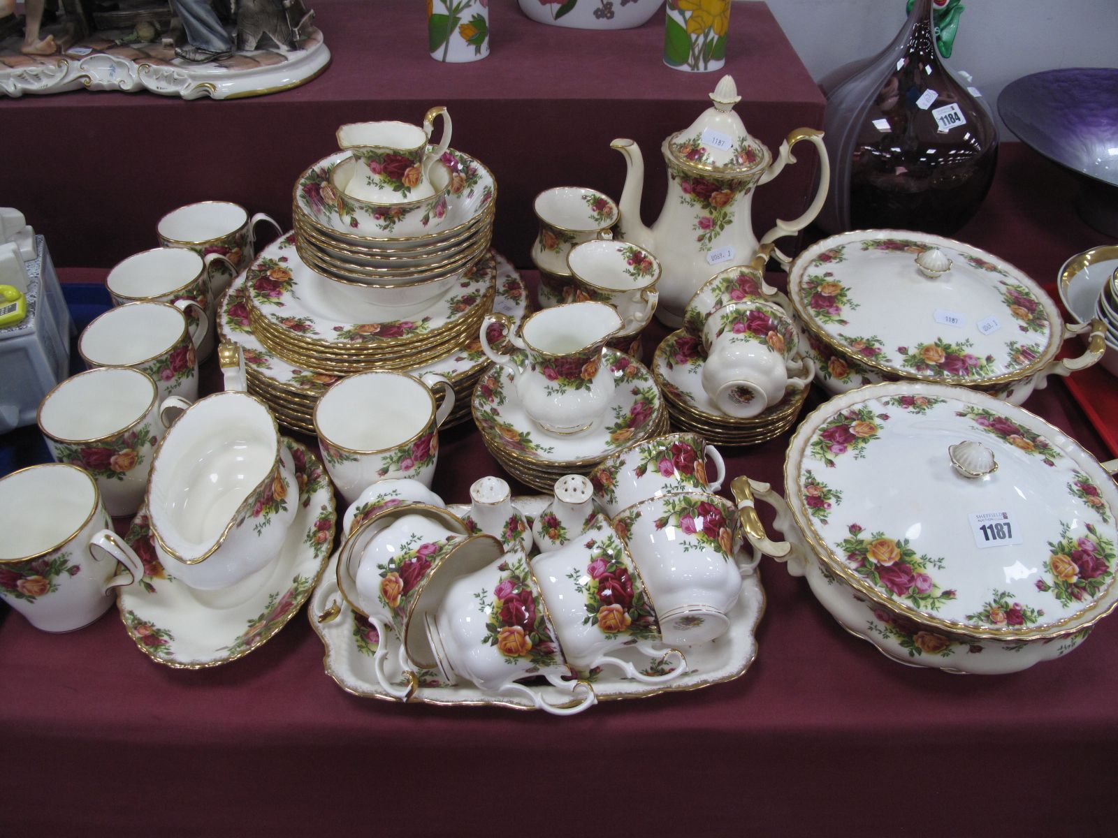 Royal Albert 'Old Country Roses' Dinnerware - comprising two lidded tureens, six tea plates, six