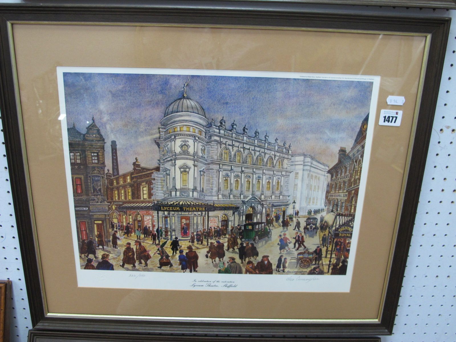 George Cunningham (Sheffield Artist) 'Lyceum Theatre, Sheffield', limited edition colour print of