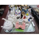 W.R Raceware Nigel Mansell Novelty Teapot, and other novelty teapots:- Two Trays.