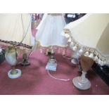 A Quantity of Table Lamps, in onyx, alabaster, gilt, etc, wall clock:- One Box.