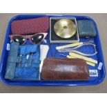 Mother of Pearl Handled Manicure Set, in leather case, Stratton compact, 1950's sunglasses etc:- One