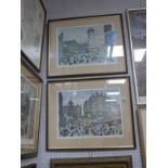 George Cunningham 'Timpson's Corner' and 'Early Doors' Colour Prints, 30 x 41.5cm. (2)