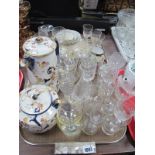 Ridgways Tea & Coffee Pots, glassware, Doulton Bunnykins, etc:- One Tray.