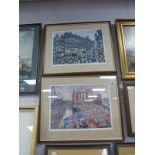 George Cunningham 'High Street' and 'Sheffield Fair' Colour Prints, 30 x 41.5cm. (2)