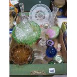 Caithness and Other Paperweights, coloured glassware, etc:- One Box