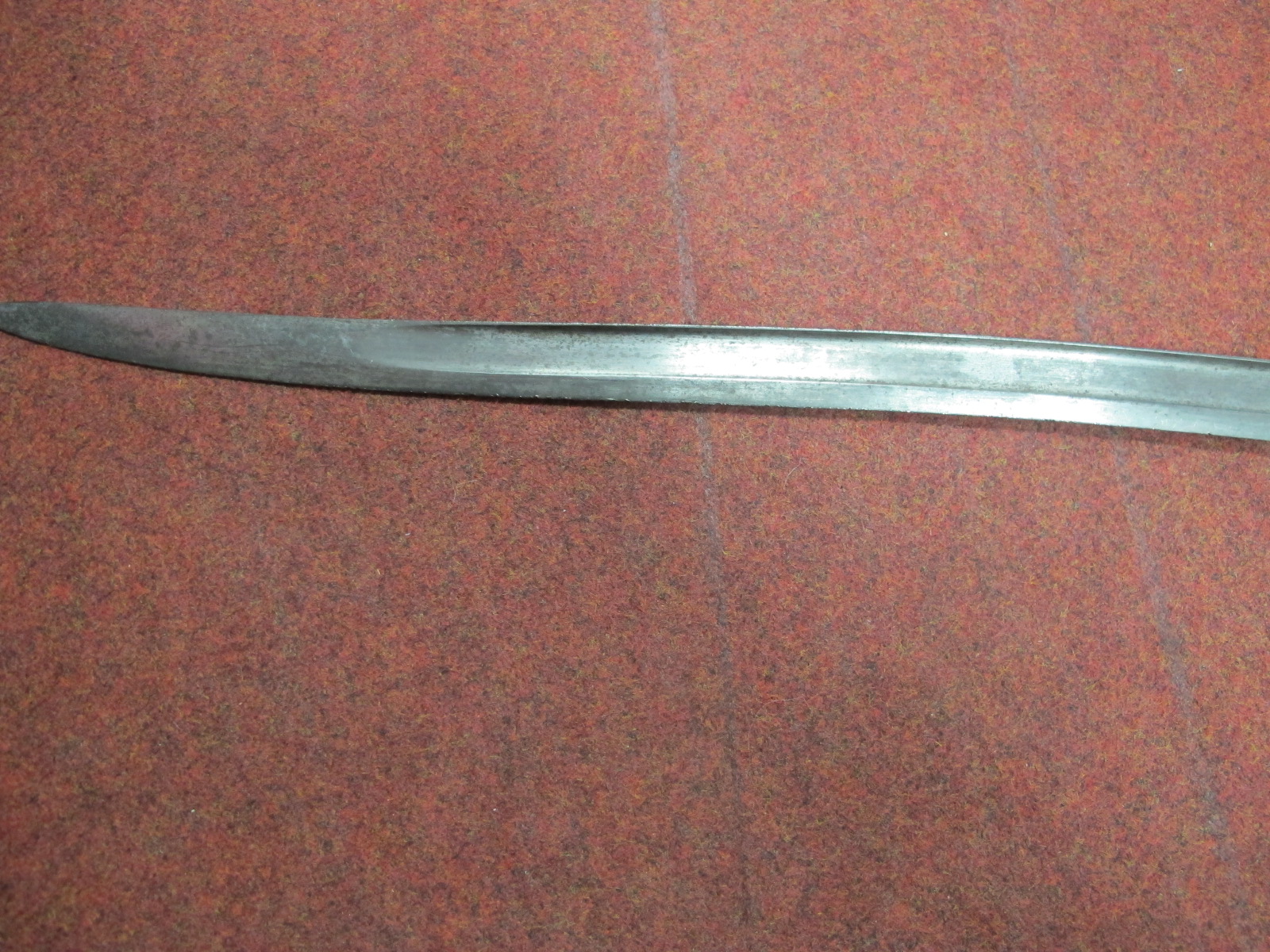 A French XIX Sabre Bayonet, chips, rusting to blade, with metal scabbard. - Image 5 of 7