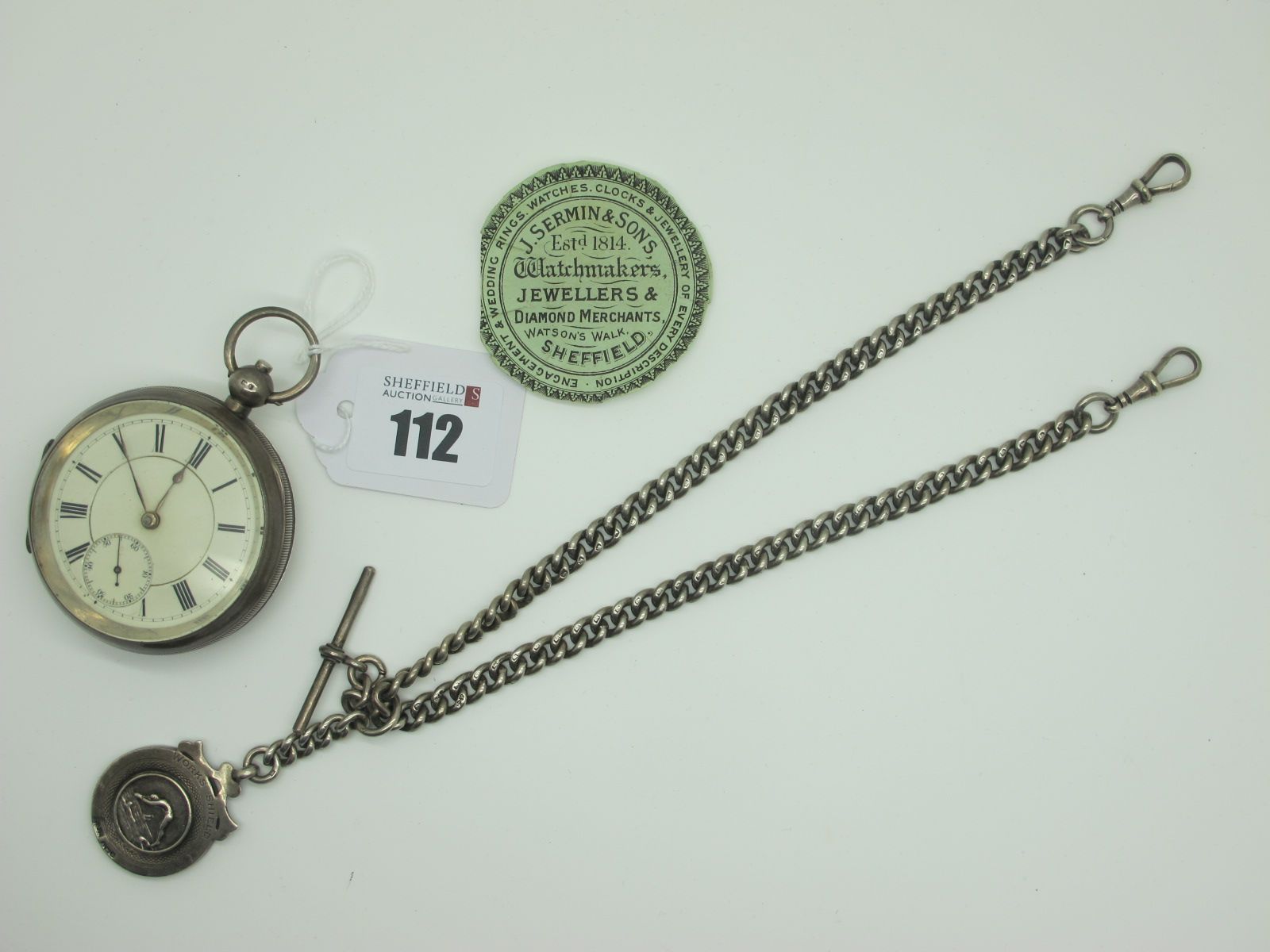 A Hallmarked Silver Cased Openface Pocketwatch, the dial with black Roman numerals and seconds