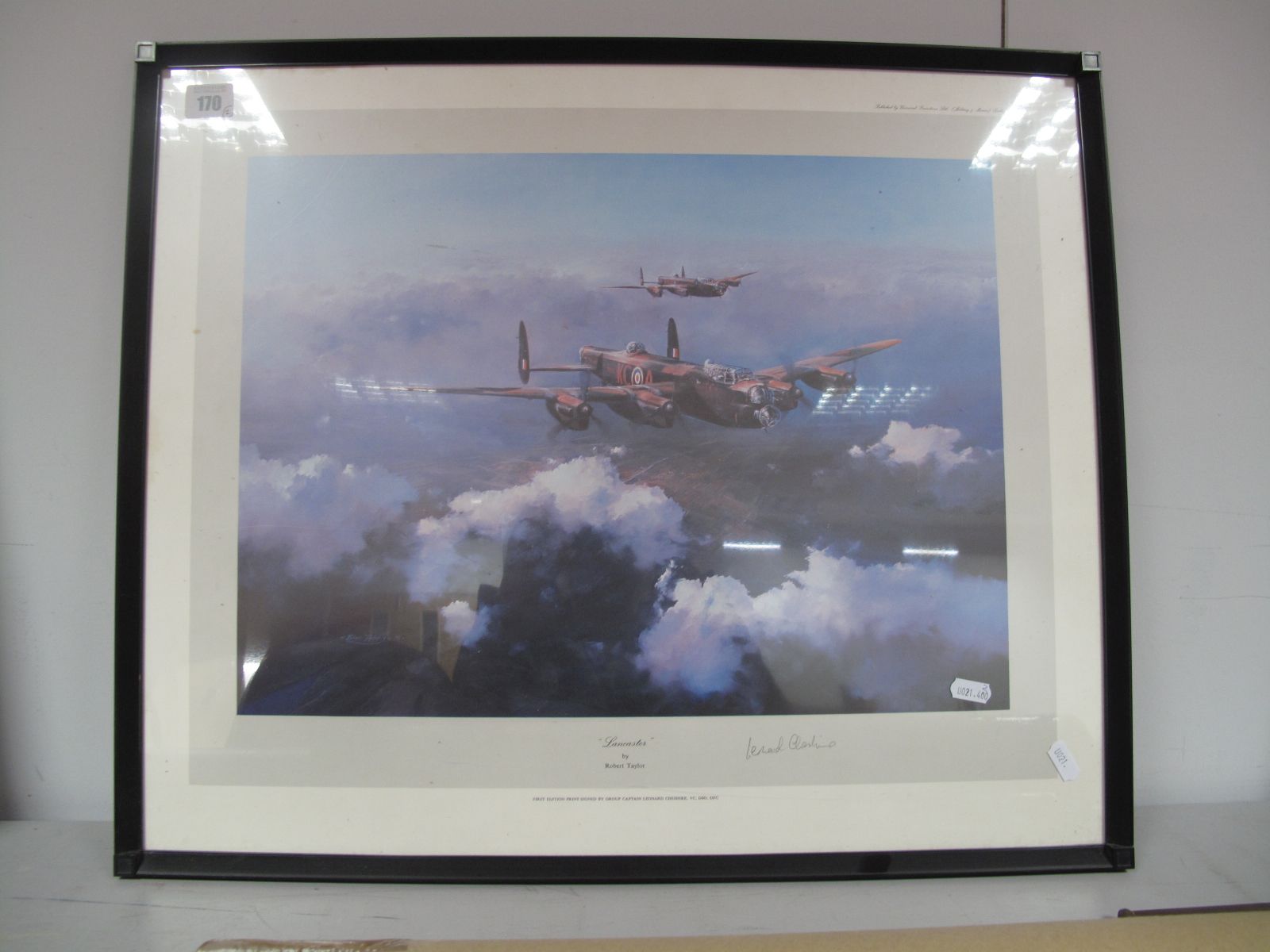 After Robert Taylor - Print Entitled 'Lancaster' graphite signed by Leonard Cheshire, VC, DSO,