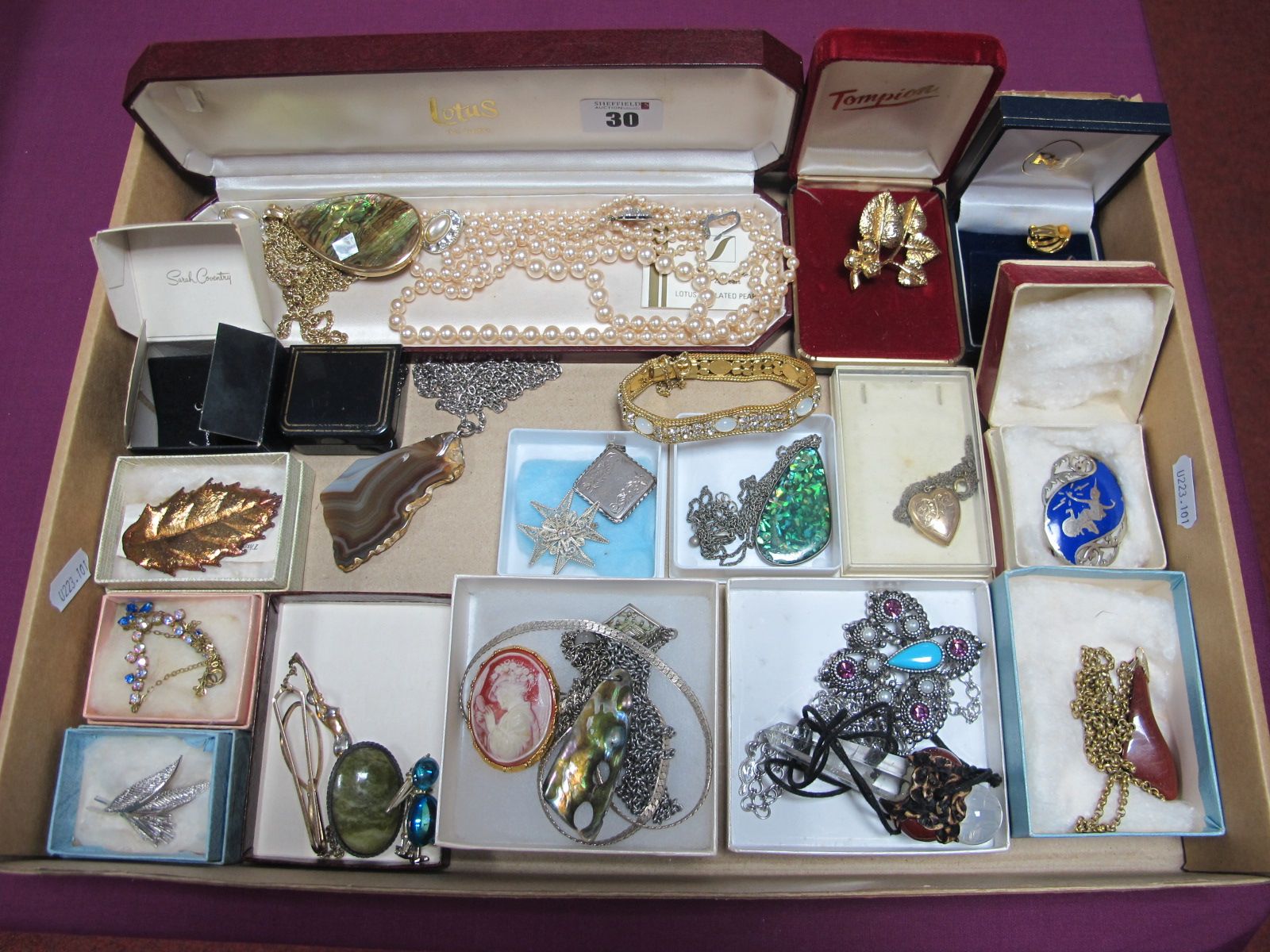 Assorted Costume Jewellery, including Sarah Coventry large pendant, a vintage heart shape locket