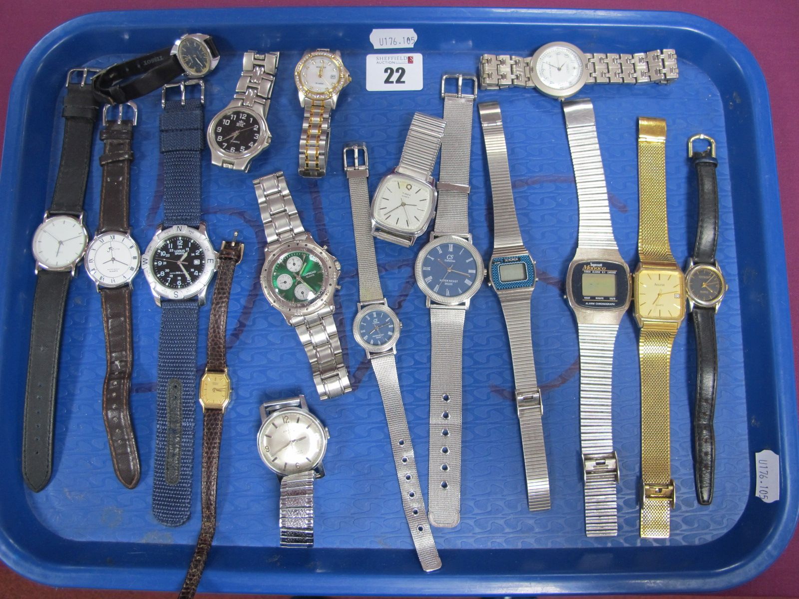 Assorted Ladies and Gent's Wristwatches, including Sekonda, Anker, Accurist, Tissot, etc :- One Tray