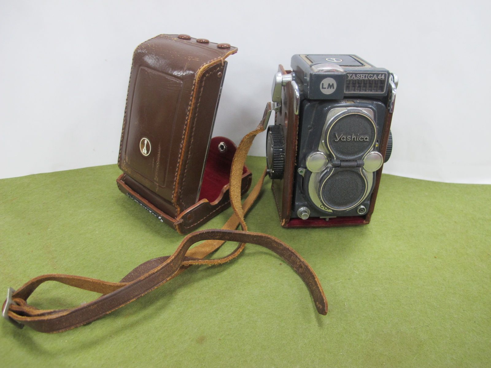 Yashica 44 Camera, with leather casing.