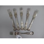 A Set of Six Hallmarked Silver Kings Pattern Table Forks, Elizabeth Eaton, London 1858, the