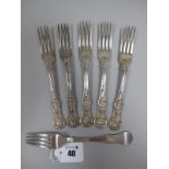 A Set of Six Hallmarked Silver Forks, Hayne & Cater, London 1842, initialled 'S', approximately 17.