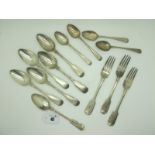A Matched Set of Six Hallmarked Silver Fiddle and Thread Pattern Spoons, George Smith & William