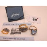 A Gems TV 9ct Gold Wide Inset Dress Ring, of three row design, certificate of authenticity states