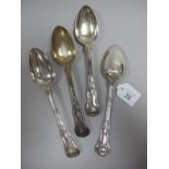 A Matched Set of Four Hallmarked Silver Kings Pattern Table Spoons, William Eaton, London 1838,