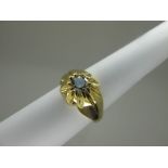 An 18ct Gold Victorian Style Gent's Single Stone Diamond Ring, the brilliant cut stone rubover