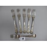 A Set of Six Hallmarked Silver Table Forks, Hayne & Cater, London 1842, initialled 'S',