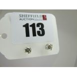 A Pair of 18ct White Gold Single Stone Diamond Earstuds, each (4mm) brilliant cut stone four claw