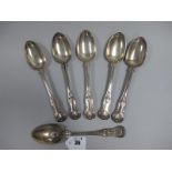 A Set of Six Hallmarked Silver Kings Pattern Table Spoons, Elizabeth Eaton, London 1858, the handles