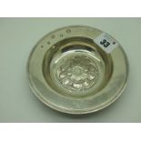 A Hallmarked Silver Dish, C. J. Vander, London 1952 (stamped Coronation mark), detailed in relief to