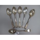 A Set of Six Scottish Hallmarked Silver Table Spoons, Mitchell & Son, Glasgow 1823, initialled '