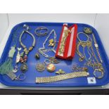 A Mixed Lot of Assorted Costume Jewellery, including gilt coloured pendants and chains, diamante