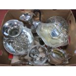 Plated Ware, including pedestal dish with central vase, toast rack, matching jug and sugar bowl, a