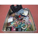 A Box Containing a Mixed Lot of Modern Costume Jewellery, including bracelets, bangles, chains, bead