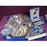 Assorted Plated Cutlery, including cake slice, cased teaspoons, stylish set of twelve stainless