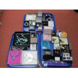 Three Trays of Assorted Boxed Costume Jewellery, including modern, diamanté, ornate, gilt, etc.