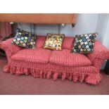 An Early XX Century Three Seater Settee, together with three patchwork cushions.