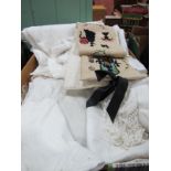 Linen Tablecloth, other tablecloths, pillow case etc:- One Box.