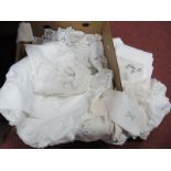 Vintage Linen, pillow cases, napkins etc:- One Box.