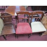 A Pair of XIX Century Chairs, with rail backs, together with a XIX Century oak hall chair. (3)