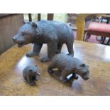 Three Black Forest Wooden Bears, the longest 14.5cm.