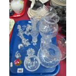 Swarovski Crystal; Dog, Owl, Butterfly, Mouse, etc; plus other glassware:- One Tray