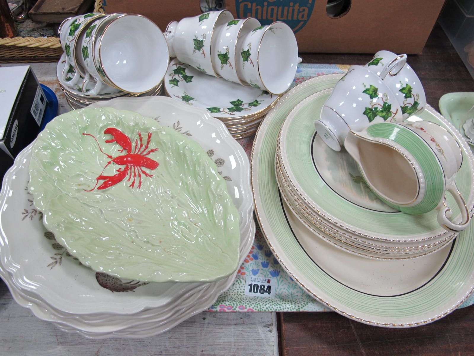 Pottery Ambassador Eight Piece Fish Set, Doulton, Carlton and Colclough pottery:- One Tray.