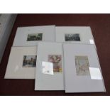 Five 'Utrillo' Prints, all in modern 'Habitat' frames.