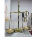 Brass Balance Scales, with weights.