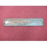 Brass Wall Sign, F.L Broughton, County Surveyor, Carlisle, 59cm wide.