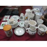 Portmeirion Botanic Garden Pottery, including three storage jars, toast rack, jug, etc,