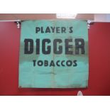 A Circa 1930's Green Cloth Tobacconist's Shop Window Sales Banner, for "Players Digger Tobacco",