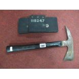 Fireman's Axe Patent No 515767, tested 2000, with black Hessian head cover.