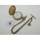 Waltham USA; A Gold Plated Cased Hunter Pocketwatch, the signed white dial with black Roman numerals