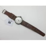 A Hallmarked Silver Cased WWI Period Military Trench Style Gent's Wristwatch, the white dial with