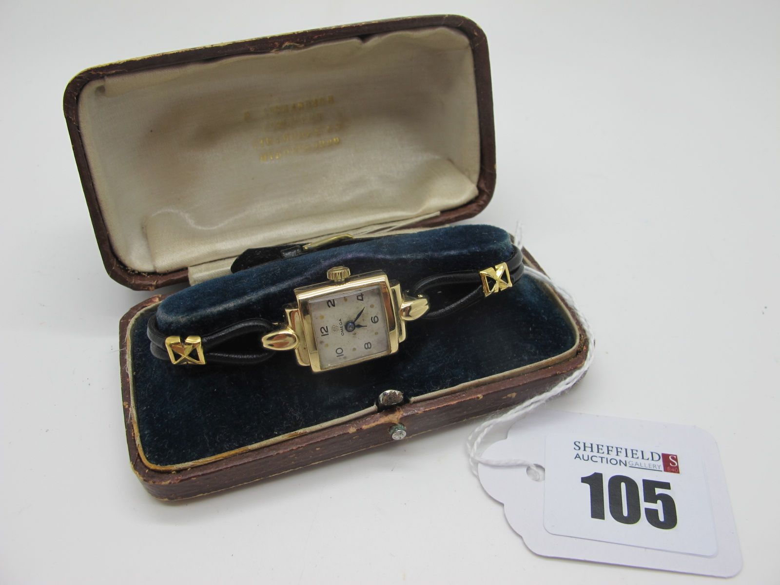 Omega; A 9ct Gold Cased Ladies Cocktail Wristwatch, the signed dial with Arabic numerals and dot