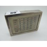 A Chester Hallmarked Silver Mounted Calendar, CP&Co, Chester 1929, of plain rectangular form, with