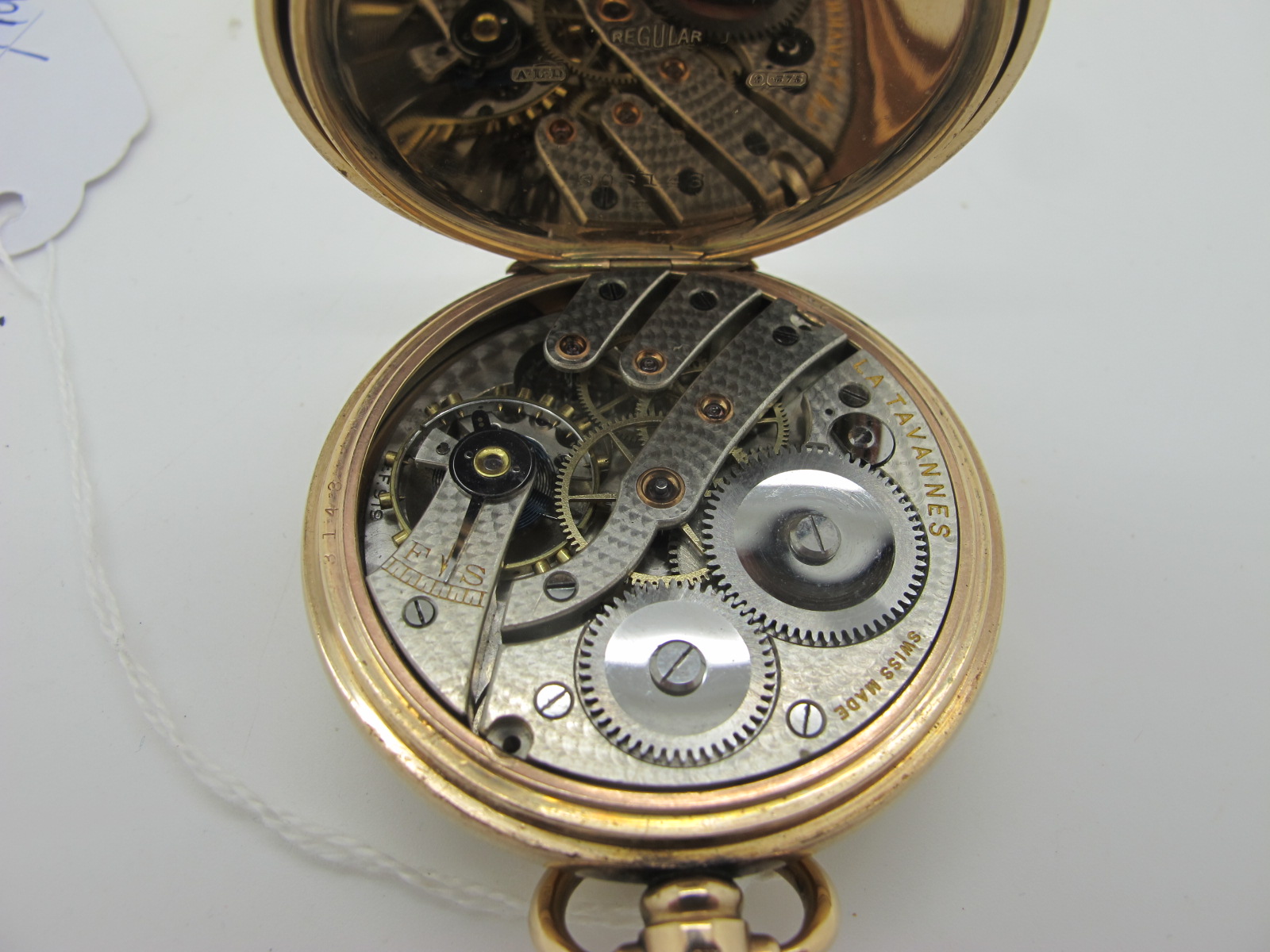 Jas N How London; A 9ct Gold Cased Openface Pocketwatch, the signed white dial (cracks) numbered " - Image 3 of 3
