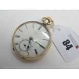 Jas N How London; A 9ct Gold Cased Openface Pocketwatch, the signed white dial (cracks) numbered "